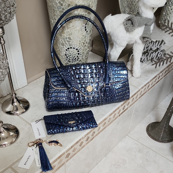 🌟💙 BRAHMIN DAYAN Kyanite Satchel, VERONICA Wallet, & CROCODILE Charm 💙🌟 - Picture 3 of 17